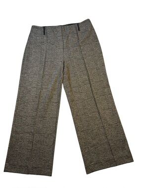 Lysse XL Brown Black Stretch No Zip Tweed Plaid Wide-Leg Trousers Workwear